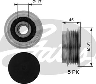 Gates OAP7093 - Pulley, alternator, freewheel clutch www.autospares.lv