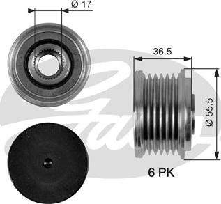 Gates OAP7049 - Pulley, alternator, freewheel clutch www.autospares.lv