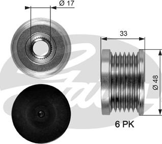 Gates OAP7054 - Шкив генератора, муфта www.autospares.lv