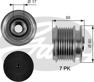 Gates OAP7058 - Pulley, alternator, freewheel clutch www.autospares.lv