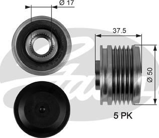 Gates OAP7053 - Шкив генератора, муфта www.autospares.lv