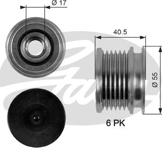 Gates OAP7057 - Pulley, alternator, freewheel clutch www.autospares.lv