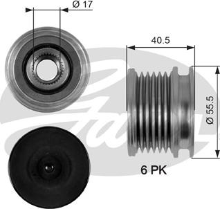 Gates OAP7060 - Шкив генератора, муфта www.autospares.lv