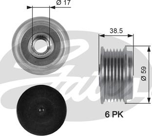 Gates OAP7063 - Шкив генератора, муфта www.autospares.lv