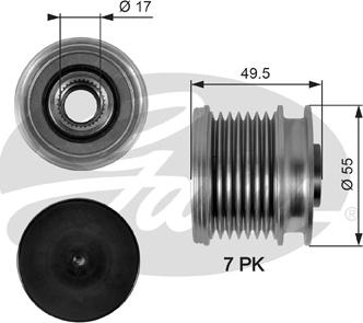 Gates OAP7086 - Pulley, alternator, freewheel clutch www.autospares.lv