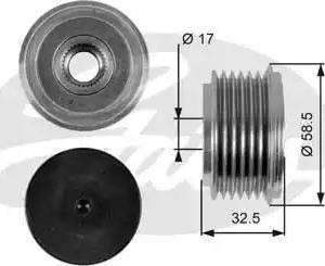 Gates OAP7030 - Pulley, alternator, freewheel clutch www.autospares.lv