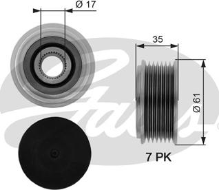 Gates OAP7070 - Pulley, alternator, freewheel clutch www.autospares.lv