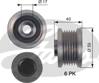 Gates OAP7144 - Шкив генератора, муфта www.autospares.lv