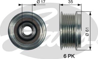 Gates OAP7166 - Piedziņas skriemelis, Ģenerators www.autospares.lv