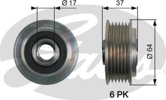 Gates OAP7160 - Pulley, alternator, freewheel clutch www.autospares.lv