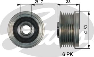 Gates OAP7168 - Piedziņas skriemelis, Ģenerators www.autospares.lv