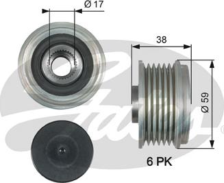 Gates OAP7177 - Pulley, alternator, freewheel clutch www.autospares.lv