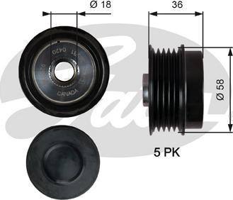 Gates OAP7214 - Pulley, alternator, freewheel clutch www.autospares.lv