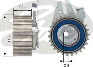 Gates T43044 - Spriegotājrullītis, Gāzu sadales mehānisma piedziņas siksna www.autospares.lv