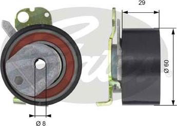 Gates T43050 - Spriegotājrullītis, Gāzu sadales mehānisma piedziņas siksna www.autospares.lv