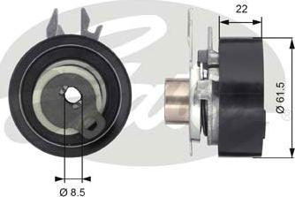 Gates T43061 - Spriegotājrullītis, Gāzu sadales mehānisma piedziņas siksna www.autospares.lv