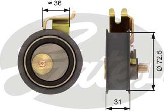 Gates T43016 - Spriegotājrullītis, Gāzu sadales mehānisma piedziņas siksna autospares.lv