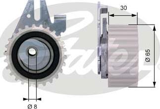 Gates T43024 - Spriegotājrullītis, Gāzu sadales mehānisma piedziņas siksna www.autospares.lv