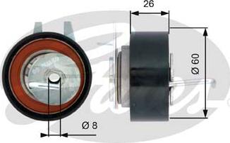 Gates T43199 - Spriegotājrullītis, Gāzu sadales mehānisma piedziņas siksna www.autospares.lv