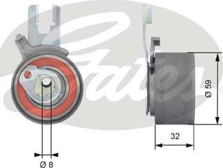 Gates T43165 - Spriegotājrullītis, Gāzu sadales mehānisma piedziņas siksna www.autospares.lv