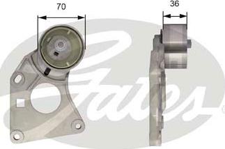 Gates T43166 - Spriegotājrullītis, Gāzu sadales mehānisma piedziņas siksna www.autospares.lv