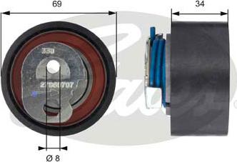 Gates T43163 - Spriegotājrullītis, Gāzu sadales mehānisma piedziņas siksna autospares.lv