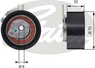 Gates T43117 - Spriegotājrullītis, Gāzu sadales mehānisma piedziņas siksna www.autospares.lv