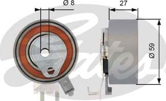 Gates T43139 - Spriegotājrullītis, Gāzu sadales mehānisma piedziņas siksna www.autospares.lv