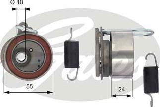 Gates T43175 - Spriegotājrullītis, Gāzu sadales mehānisma piedziņas siksna www.autospares.lv