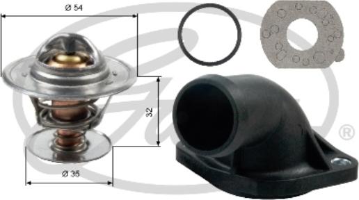 Gates TH13684K1 - Coolant thermostat / housing www.autospares.lv