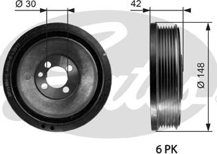 Gates TVD1048 - Piedziņas skriemelis, Kloķvārpsta www.autospares.lv