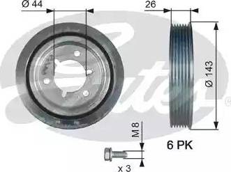 Gates TVD1055A - Piedziņas skriemelis, Kloķvārpsta autospares.lv