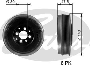 Gates TVD1003 - Piedziņas skriemelis, Kloķvārpsta www.autospares.lv