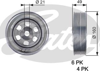 Gates TVD1086 - Piedziņas skriemelis, Kloķvārpsta www.autospares.lv