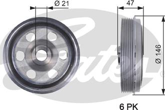 Gates TVD1082 - Piedziņas skriemelis, Kloķvārpsta www.autospares.lv