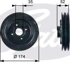 Gates TVD1124 - Piedziņas skriemelis, Kloķvārpsta autospares.lv