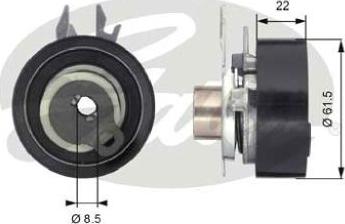 GATES-AU T43061 - Spriegotājrullītis, Gāzu sadales mehānisma piedziņas siksna www.autospares.lv