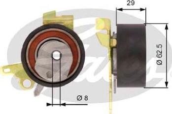 GATES-AU T43022 - Spriegotājrullītis, Gāzu sadales mehānisma piedziņas siksna www.autospares.lv