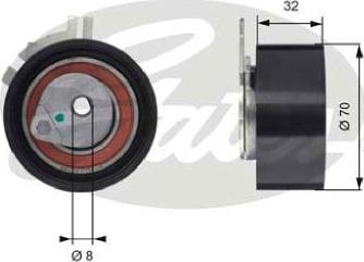 GATES-AU T43117 - Spriegotājrullītis, Gāzu sadales mehānisma piedziņas siksna www.autospares.lv