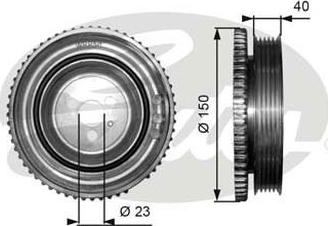 GATES-AU TVD1052 - Piedziņas skriemelis, Kloķvārpsta autospares.lv