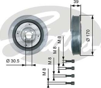 GATES-AU TVD1013 - Шкив коленчатого вала www.autospares.lv