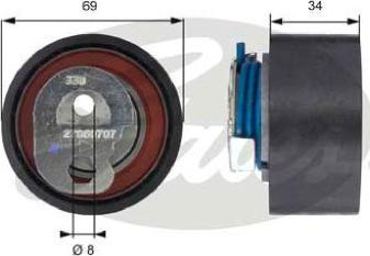 GATES-BR T43163 - Spriegotājrullītis, Gāzu sadales mehānisma piedziņas siksna autospares.lv