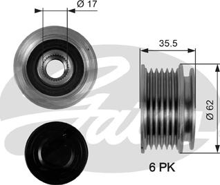 GATES-SEA OAP7044 - Шкив генератора, муфта www.autospares.lv