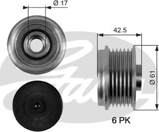 GATES-SEA OAP7043 - Шкив генератора, муфта www.autospares.lv