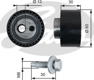 GATES-SEA T41140 - Spriegotājrullītis, Gāzu sadales mehānisma piedziņas siksna autospares.lv