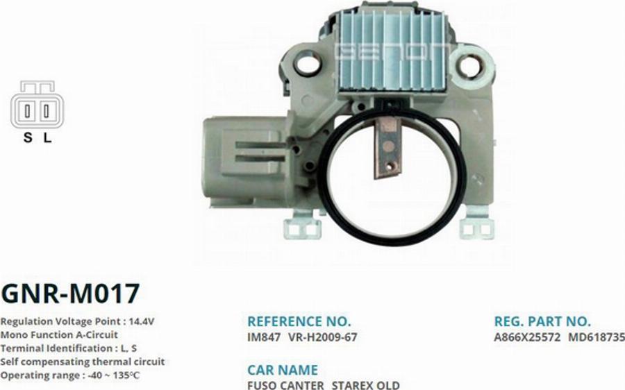 Genon GNR-M017 - Ģeneratora sprieguma regulators autospares.lv