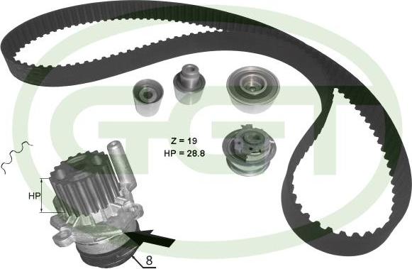 GGT KPA20100 - Ūdenssūknis + Zobsiksnas komplekts www.autospares.lv
