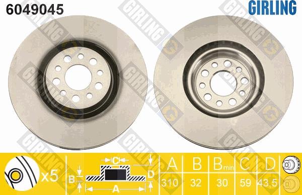 Girling 6049045 - Bremžu diski autospares.lv