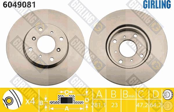 Girling 6049081 - Bremžu diski autospares.lv