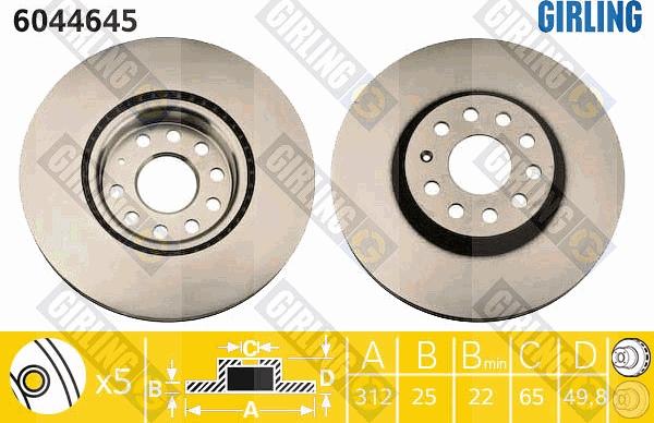 Girling 6044645 - Тормозной диск www.autospares.lv